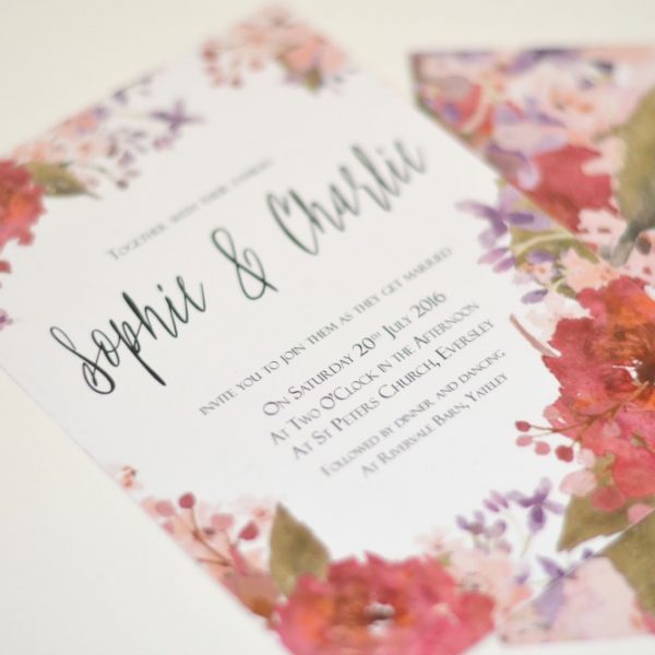 floral and chalkboard wedding invitations