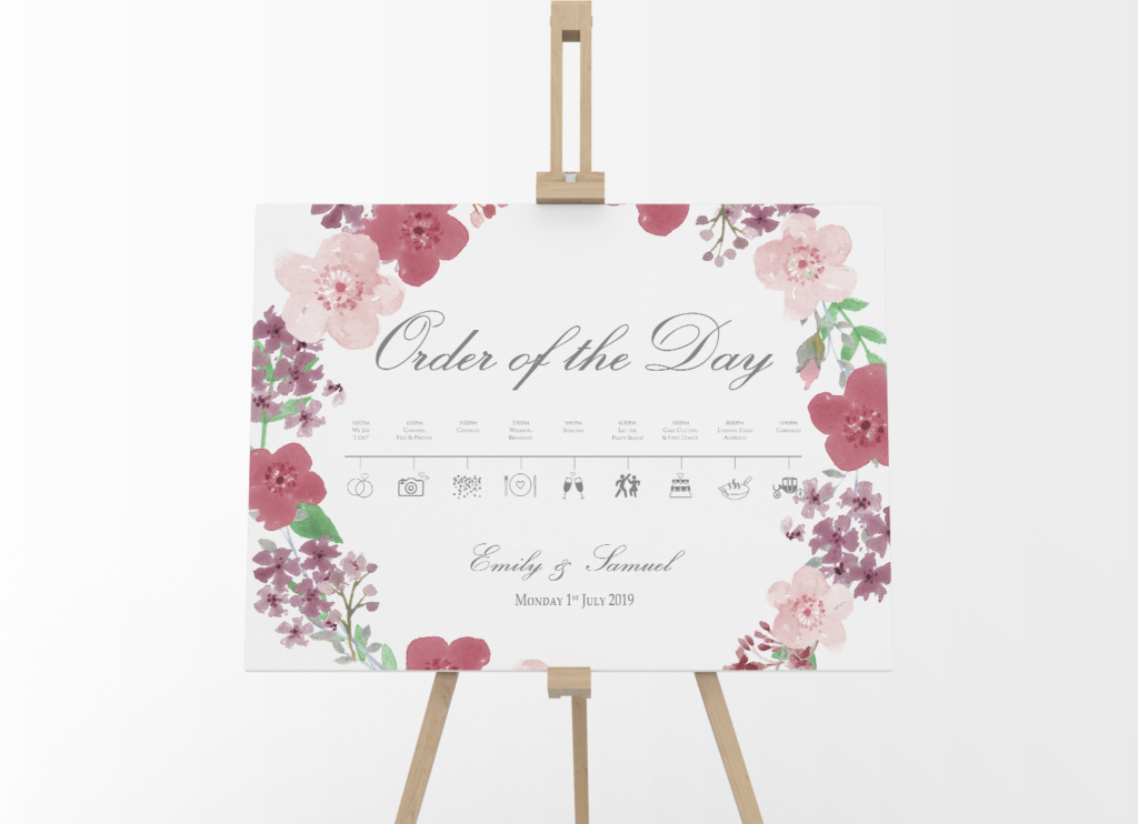 Order of the Day Wedding Timeline Signs - Grace and Bramble