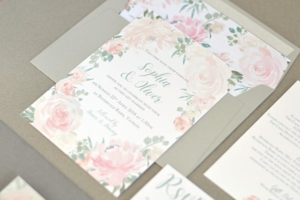 romantic wedding stationery, wedding invites