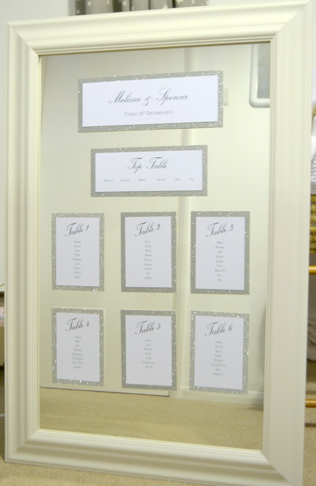 silver glitter wedding table plan mirror table plan wedding stationery grace and bramble