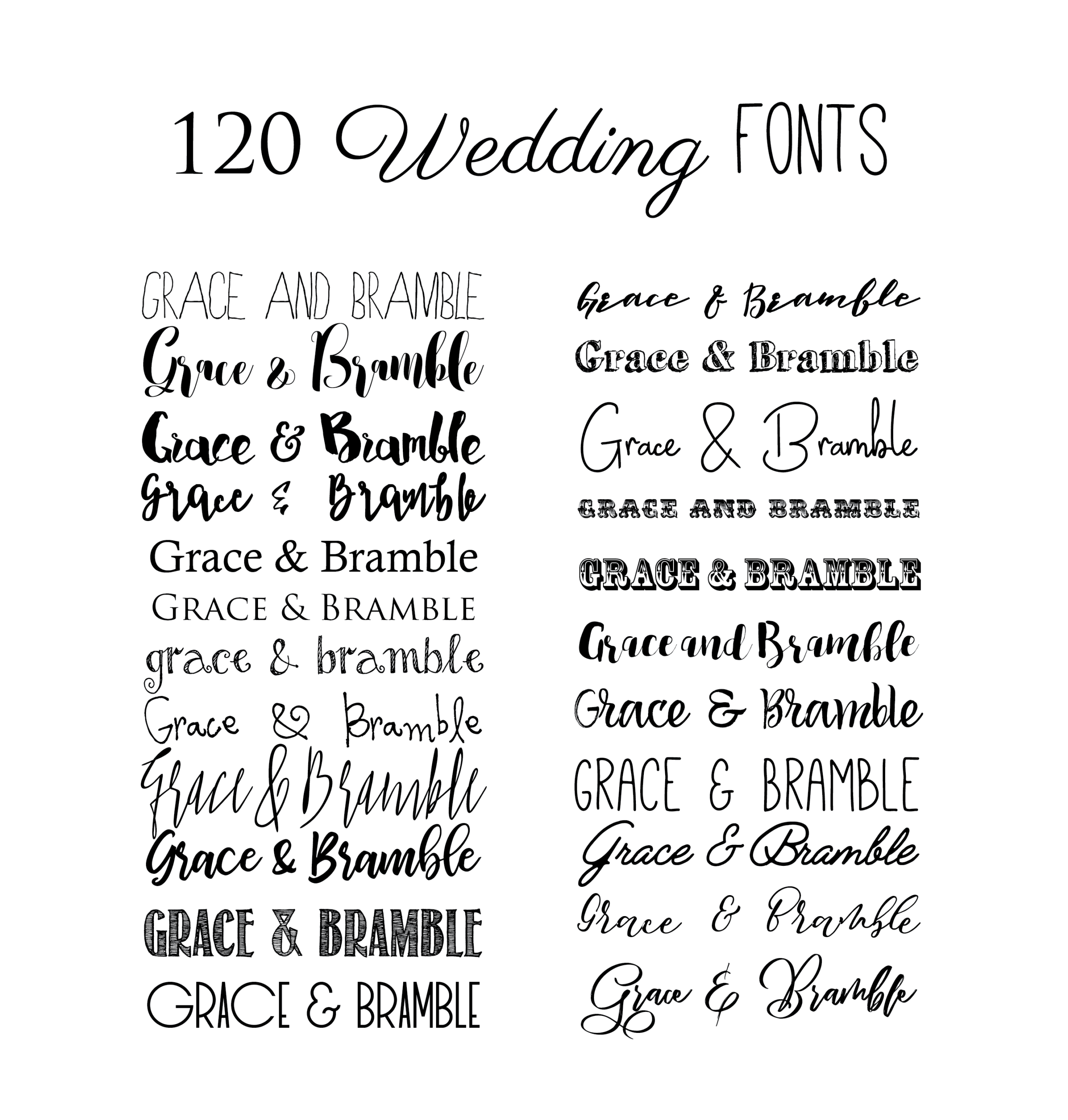 120 Best Wedding Stationery fonts - Grace and Bramble