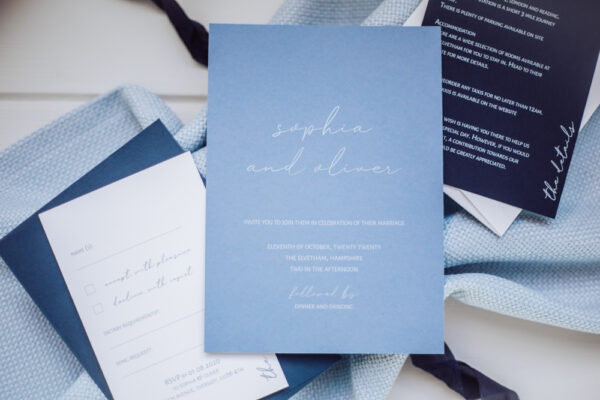 Light blue wedding invitation