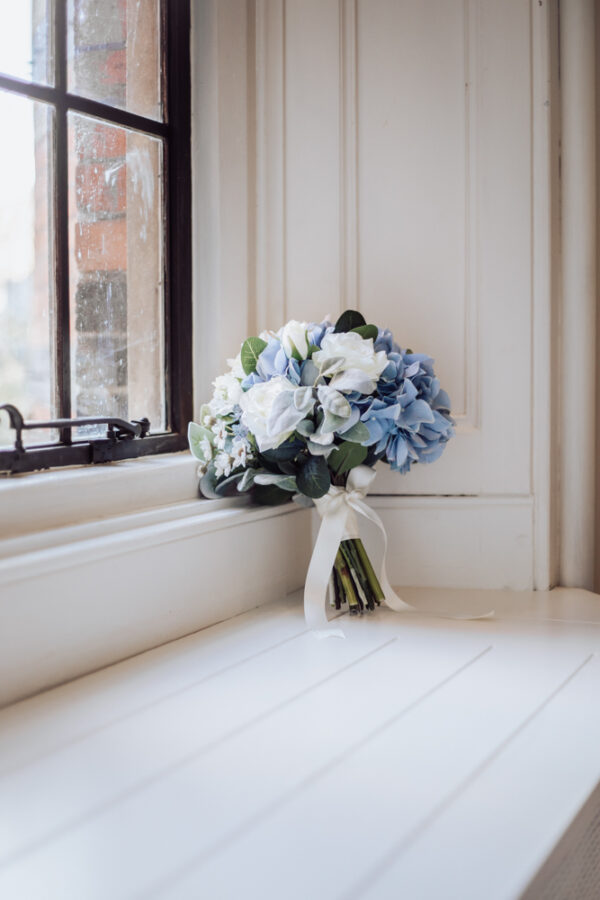 Blue and white floral bouquet